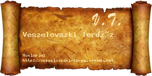 Veszelovszki Teréz névjegykártya